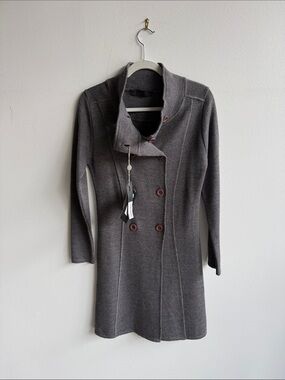 Massimo Rebecchi Charcoal Double-Breasted Knit Trench Coat